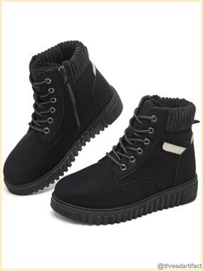 Waterproof Faux Leather Ankle Boots Combat Hiking Winter Outdoor Work